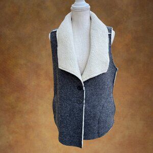 Cut Loose Sherpa Lined Virgin Wool  Blend Vest Gray M USA